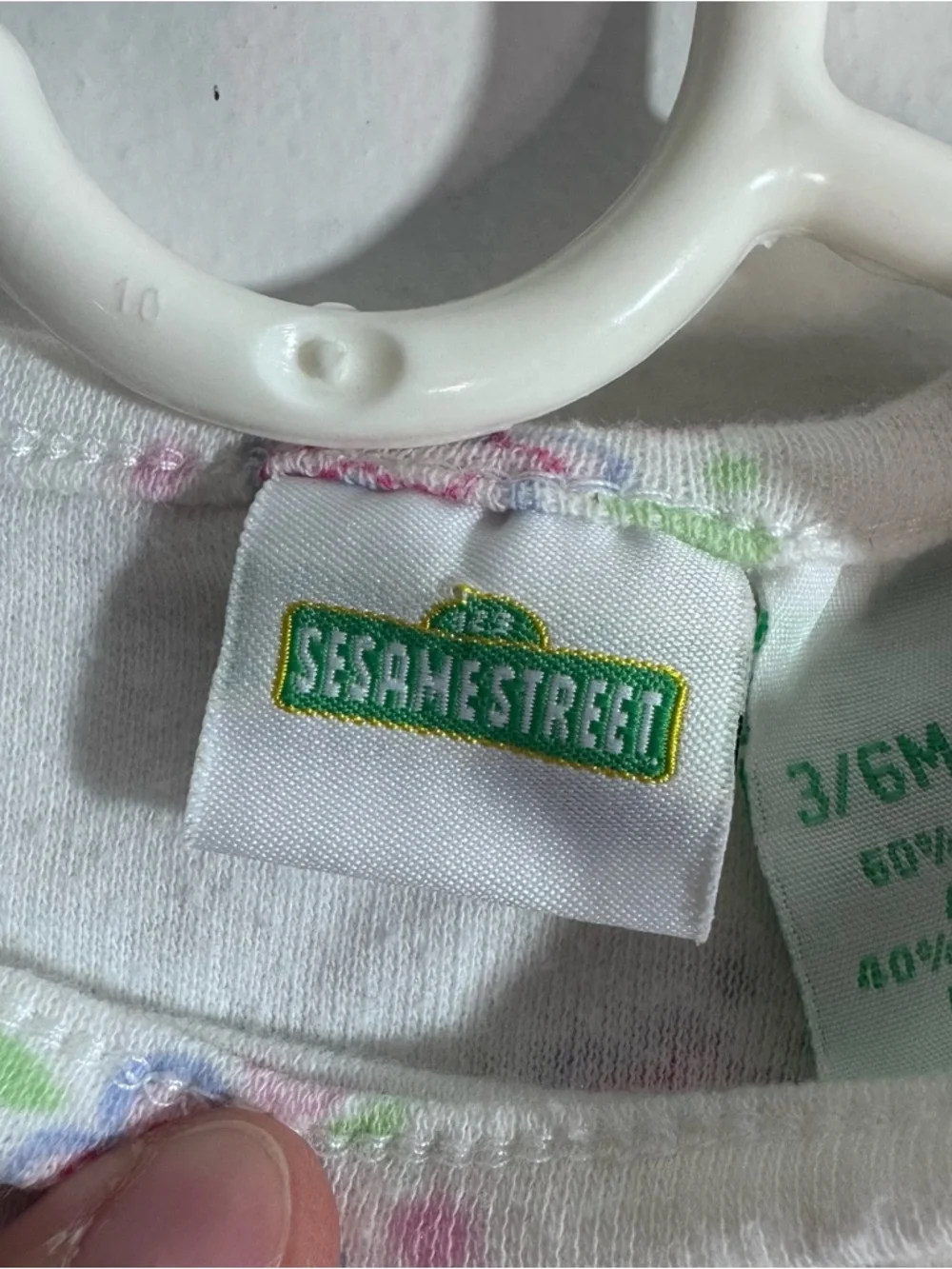 Vintage Sesame Street Baby Girl Outfit Set 3/6 6/9M Floral Onesie Denim Pants